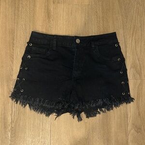 black distressed jean shorts